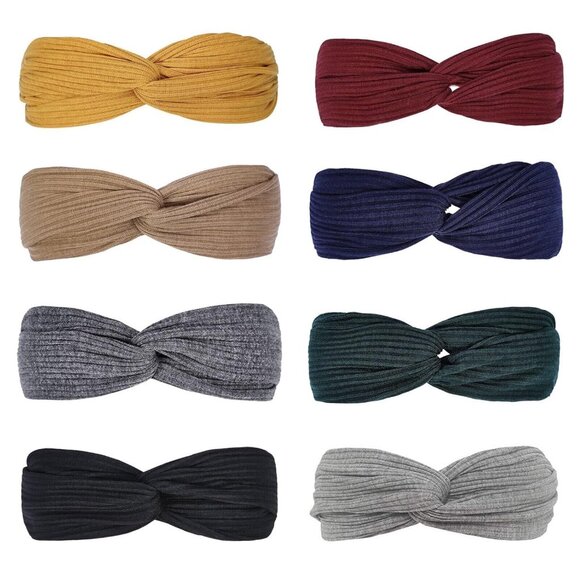 8 PC Headbands for Women Twist Knotted HeadBands Boho Stretchy Hair Bands Lot - Picture 6 of 7